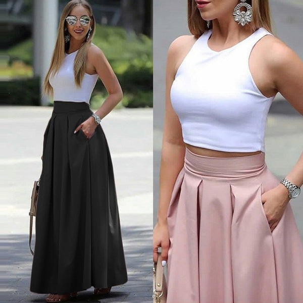 Marli - Jupe Plissée Unie À Taille Haute