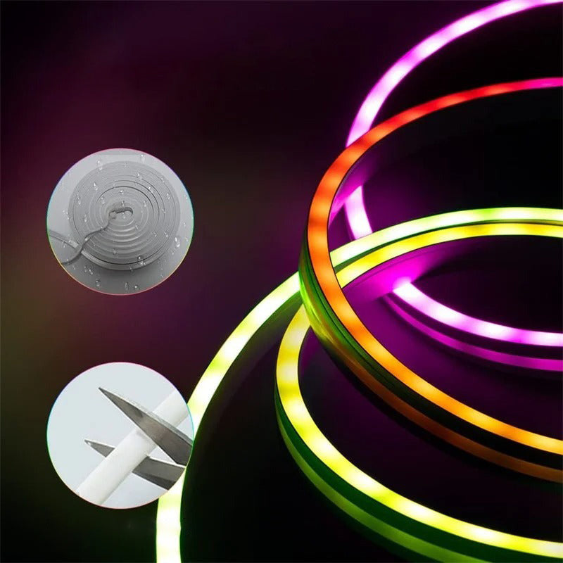 Bandes lumineuses LED néon flexibles – Contrôle intelligent, éclairage RGB synchronisé avec la musique