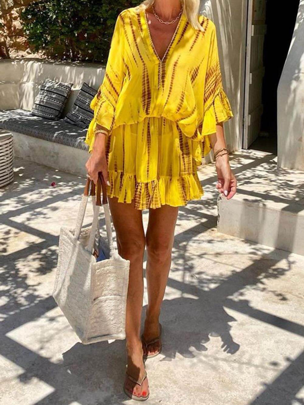 Lara - mini-robe décontractée en V-Neck