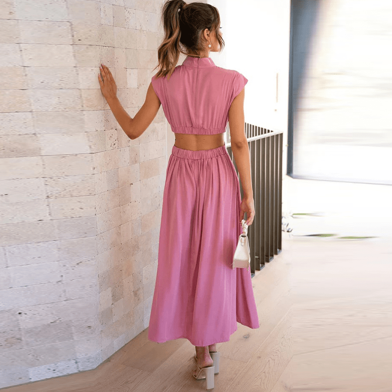 Robe Longue Élégante en Mélange de Polyester – Femme – Dorra