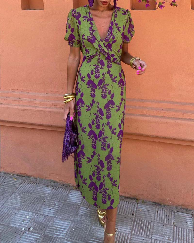 Angelina - Superbe robe midi en V-Neck
