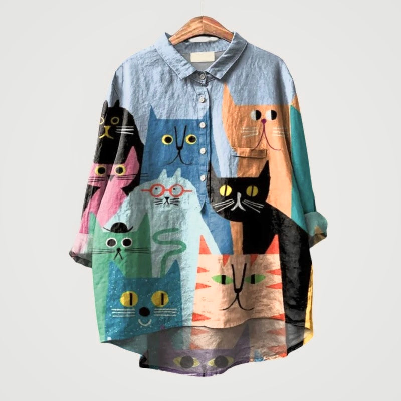 Josefine - chemise colorée avec imprimé chat