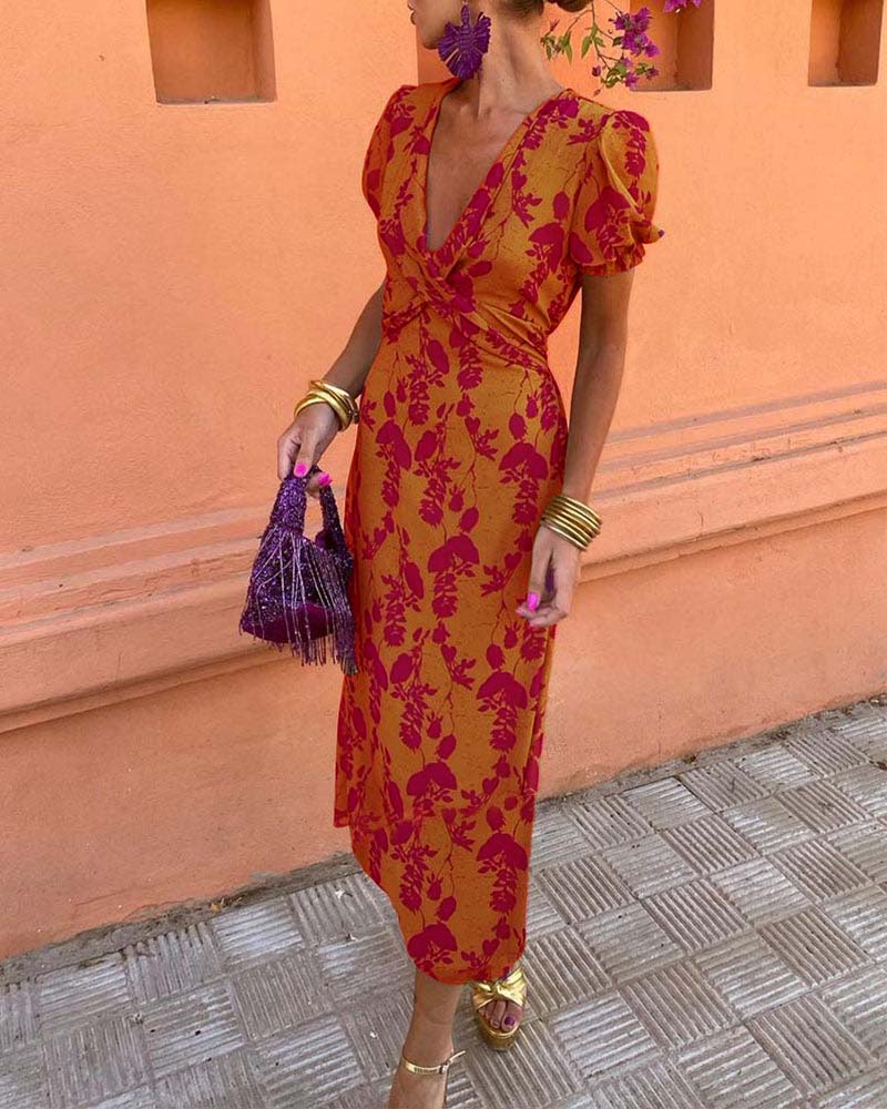 Angelina - Superbe robe midi en V-Neck