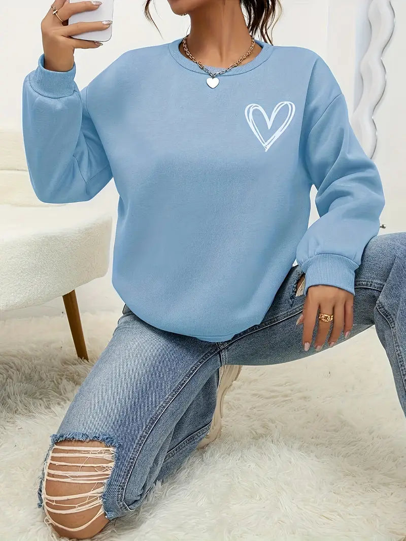 Sweat-shirt à imprimé coeur