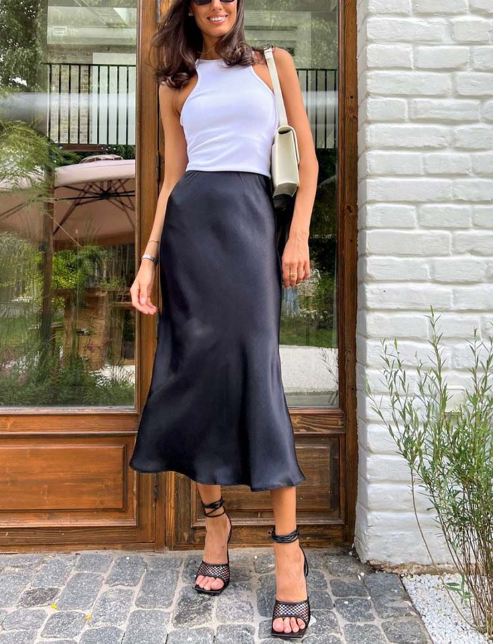 Pearl - Jupe Midi En Satin
