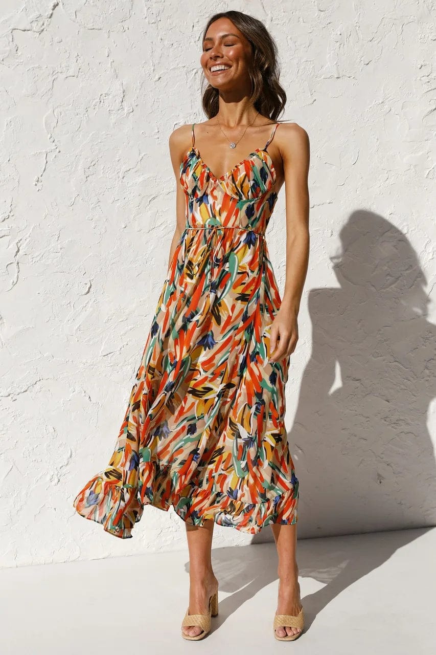 Robe Midi Colorée en Polyester - Femme - Alenya
