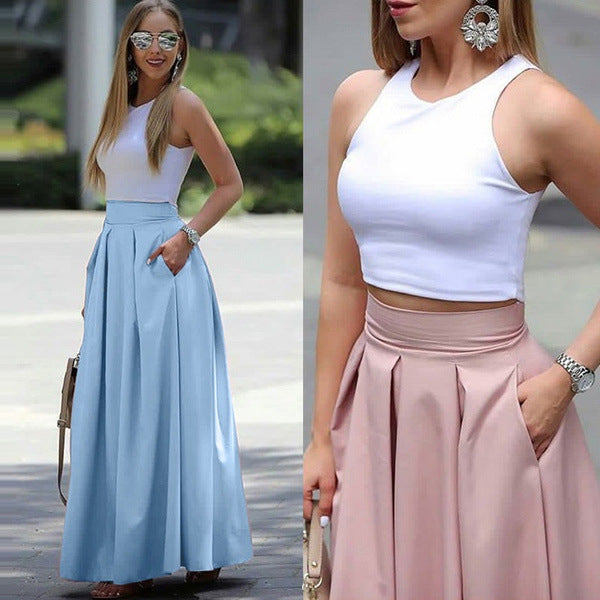 Marli - Jupe Plissée Unie À Taille Haute