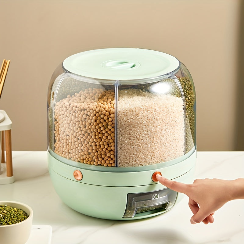 Boîte de rangement rotative pour céréales – Protection contre l'humidité et les insectes avec plusieurs compartiments