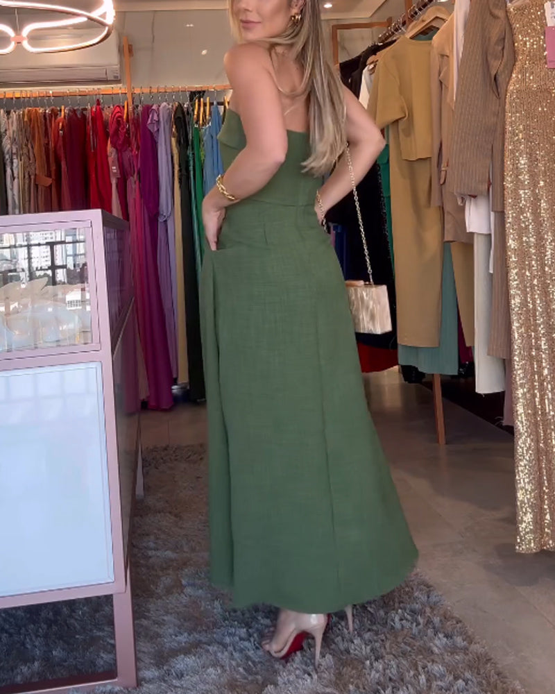 Annie - Élégant robe midi sans bretelles