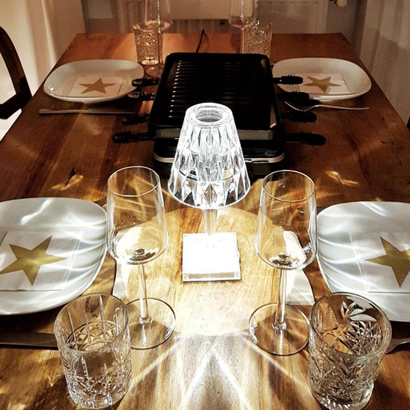 Lampe de table en verre diamant fascinante