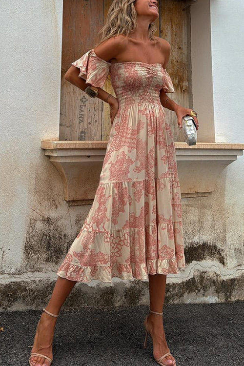 Vee - Robe midi à épaules à épaules dénudées