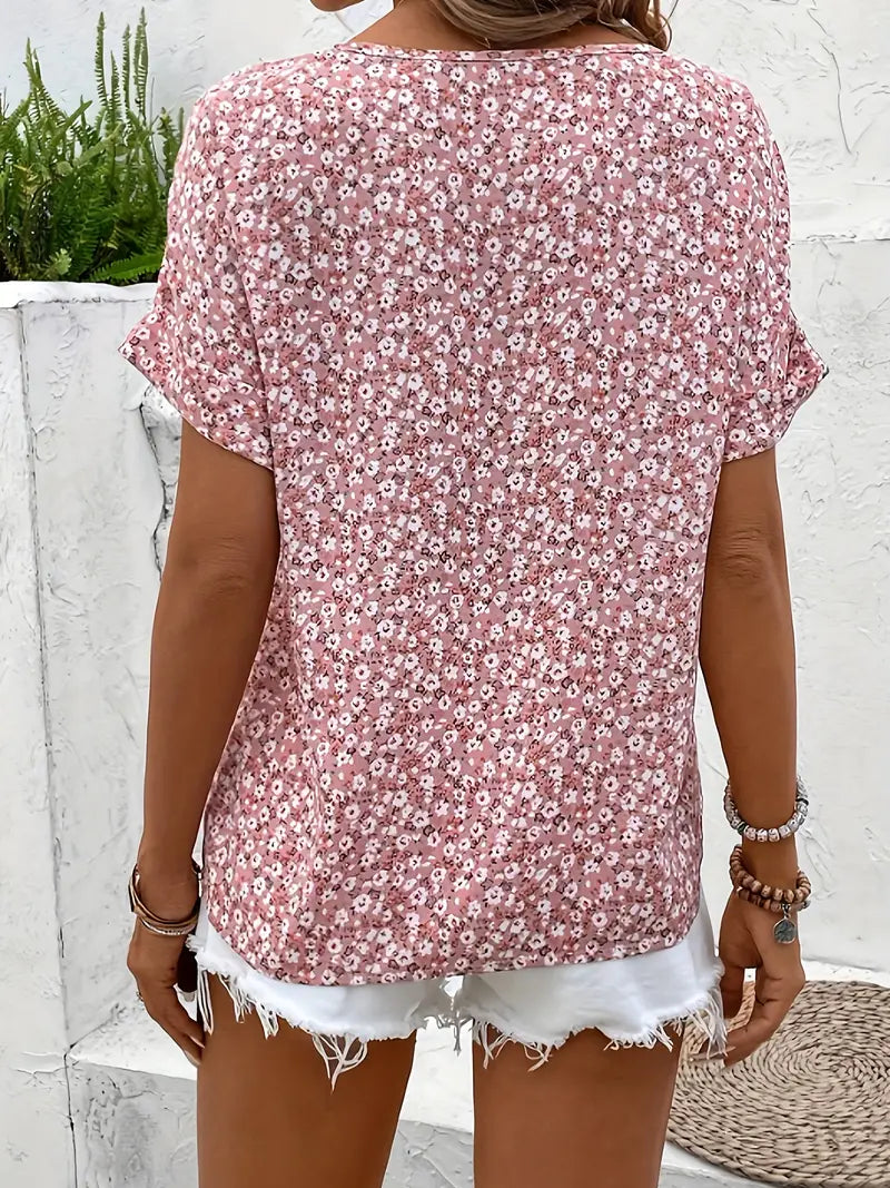 Top boutonné floral sans effort