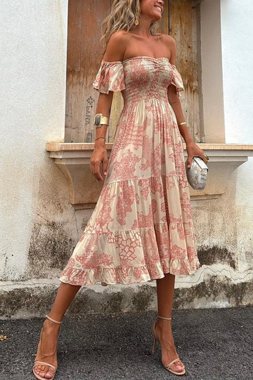 Vee - Robe midi à épaules à épaules dénudées