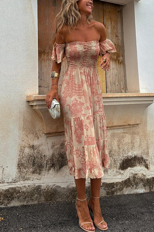 Vee - Robe midi à épaules à épaules dénudées