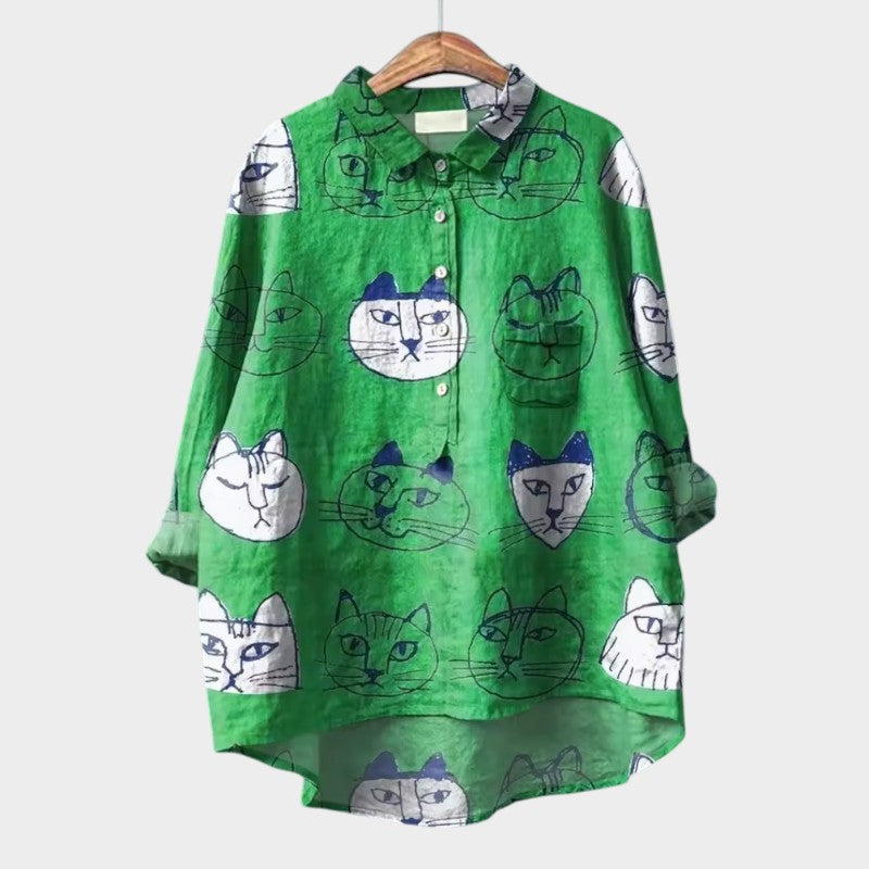 Yvonne - chemise avec animal de compagnie et imprimé fleur
