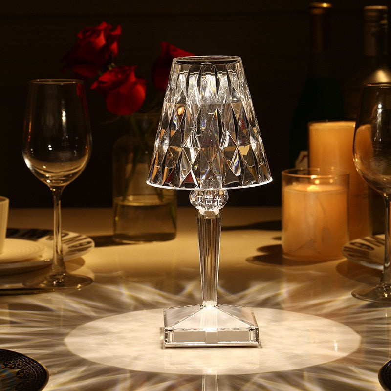 Lampe de table en verre diamant fascinante