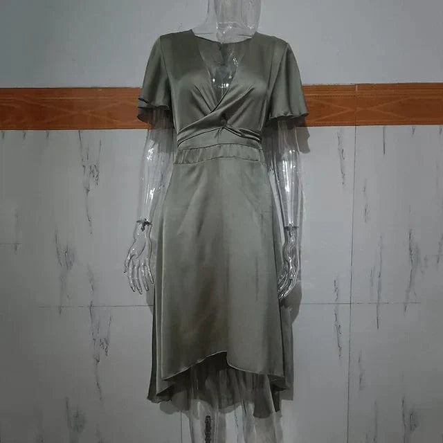 Robe Midi Fluide en Polyester - Femme - Serelith