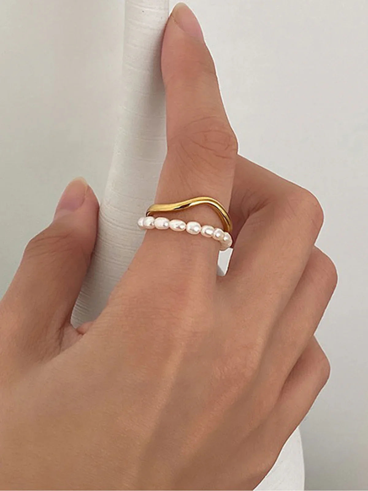 Bague en Perles Double Couche Kara