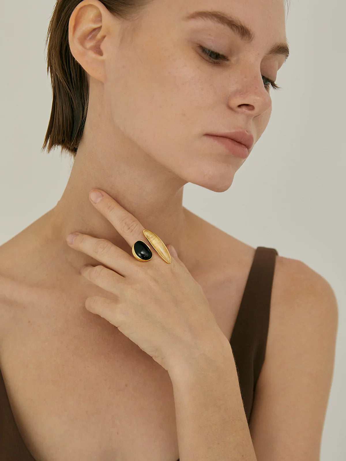 Bague Mavy Onyx Noir & Cristal Jaune