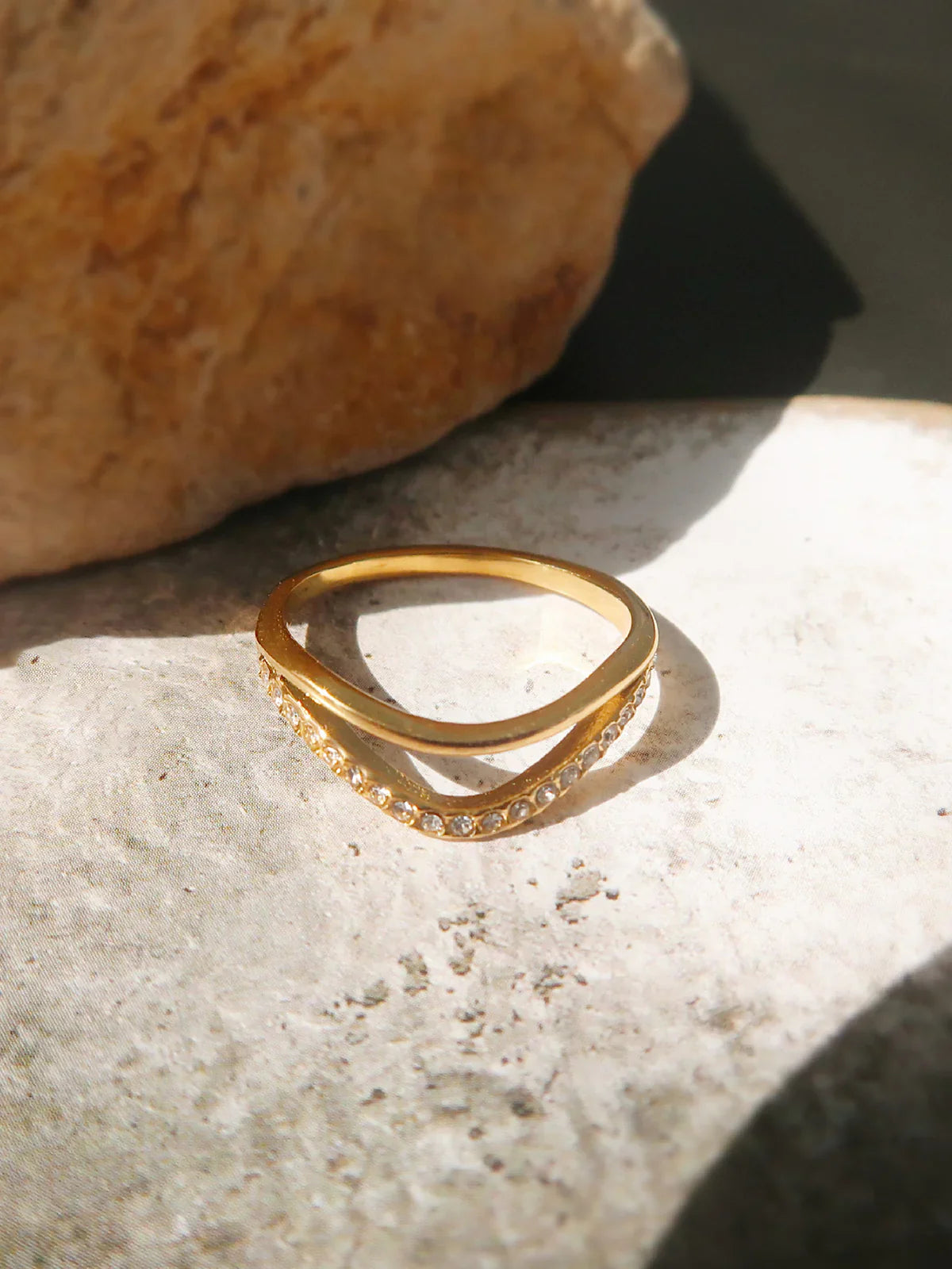 Bague Vague en Diamant Doré Haute Marée