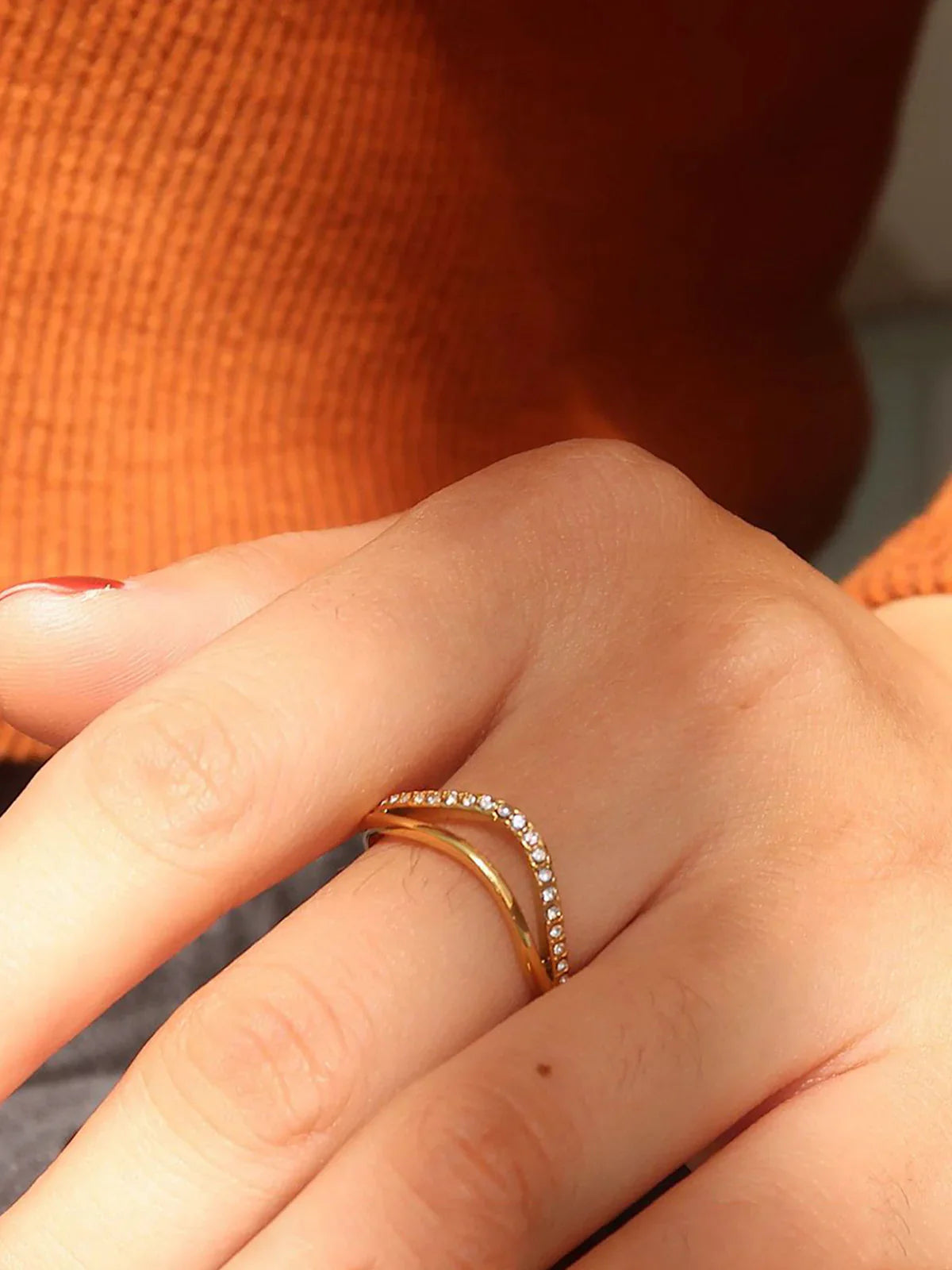 Bague Vague en Diamant Doré Haute Marée