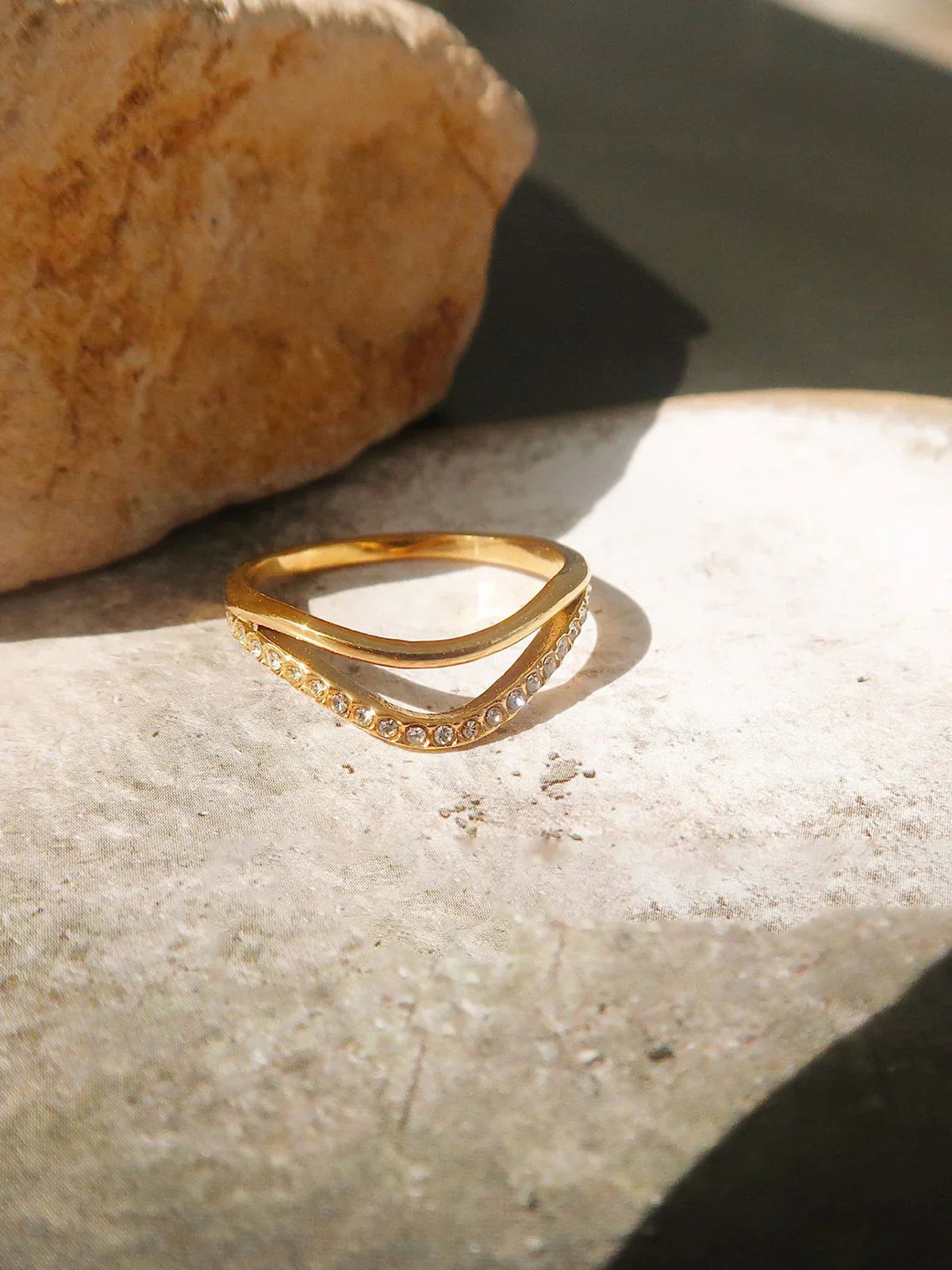 Bague Vague en Diamant Doré Haute Marée