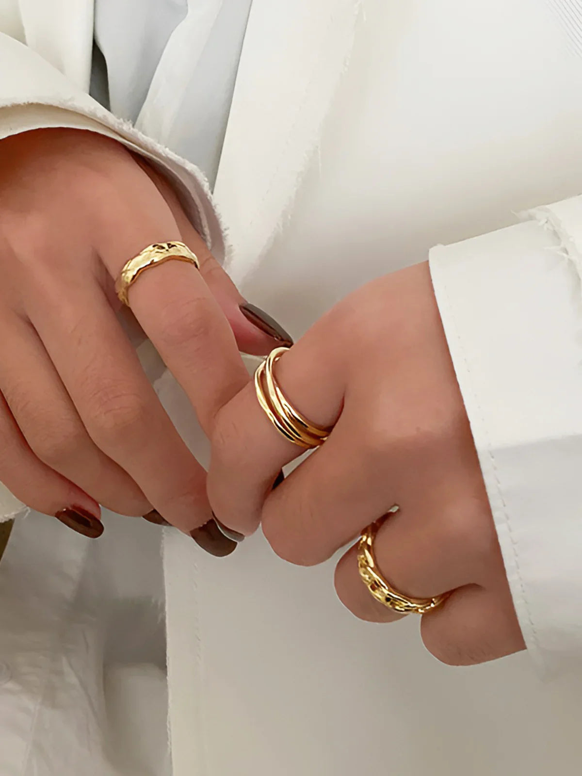 Bague en Cerceau Torsadé en Saule (3 Pcs)