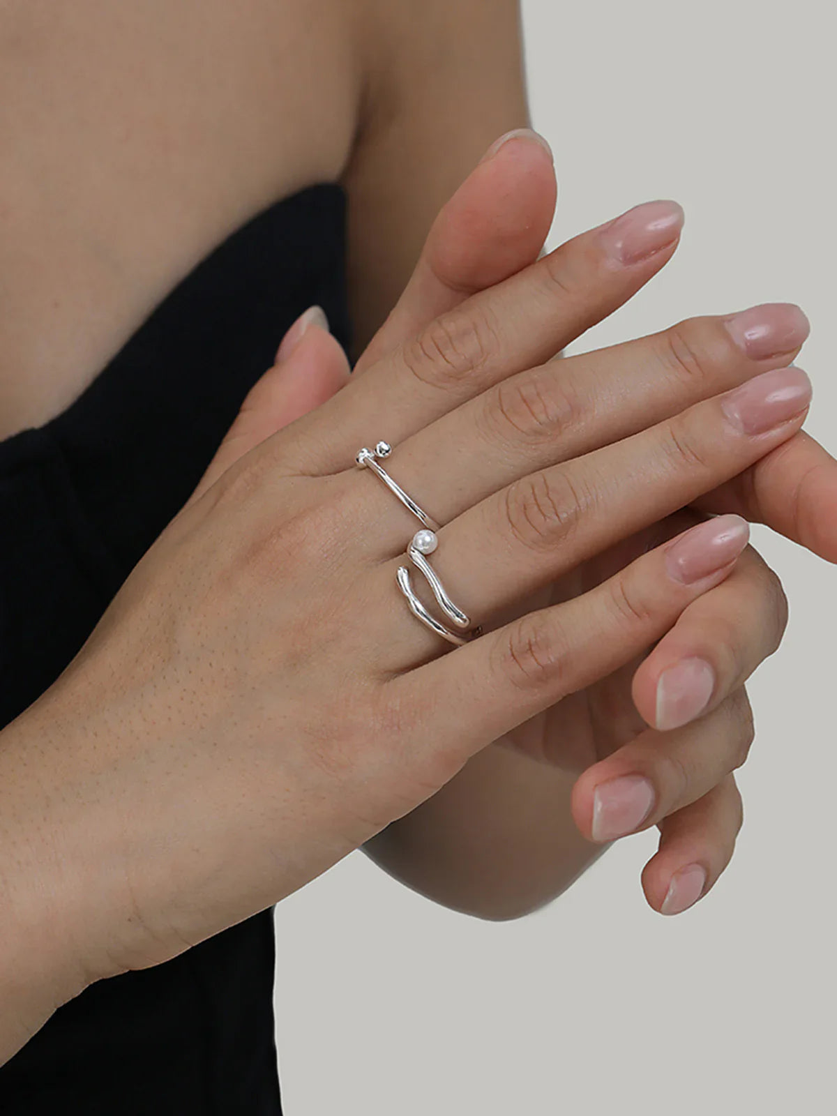 Bague ouverte en faux perles Reilly
