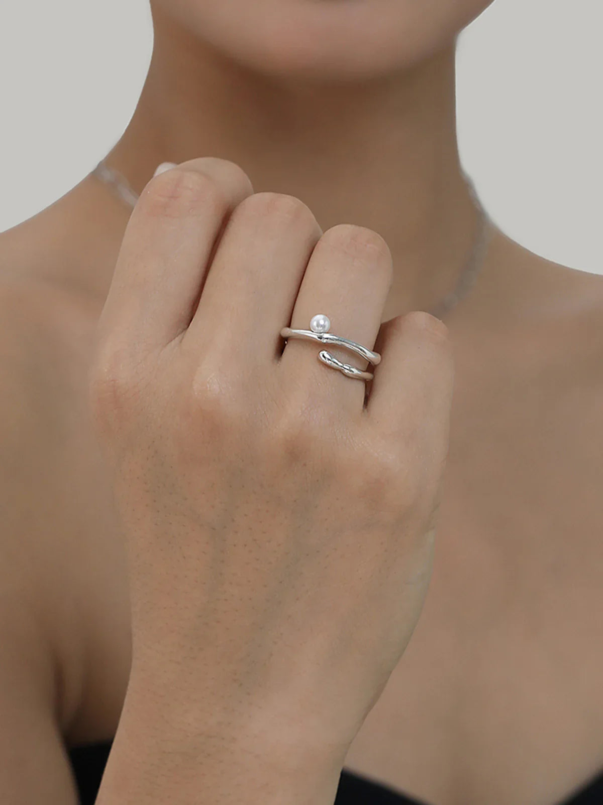 Bague ouverte en faux perles Reilly