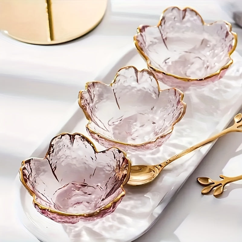 Ensemble de service BlossomServe - Plaques et bols en verre élégants avec design de fleurs de cerisier