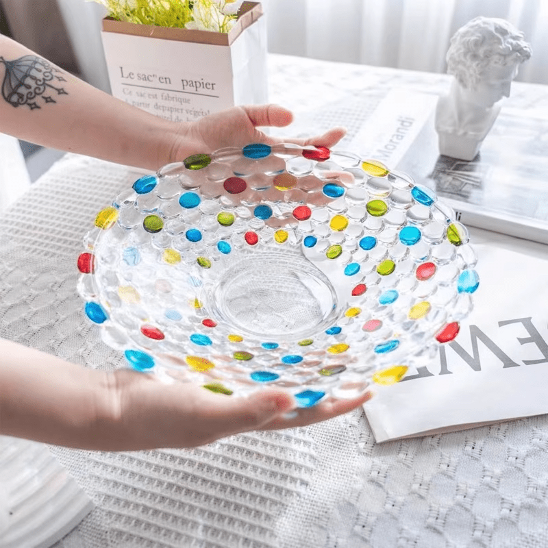 Bol Polkadot BohoServe - Bol en verre coloré au style Boho pour servir et décorer