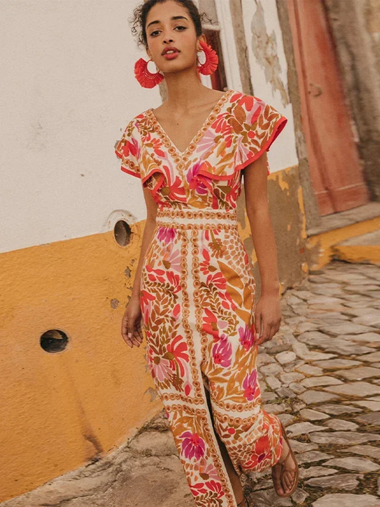 Robe longue vintage élégante avec manches originales et raffinées