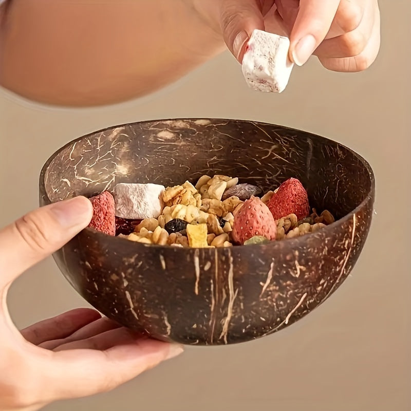 Set de bols en noix de coco CocoServe - Ensemble de service écologique de 3 pièces pour salades, bols et plus