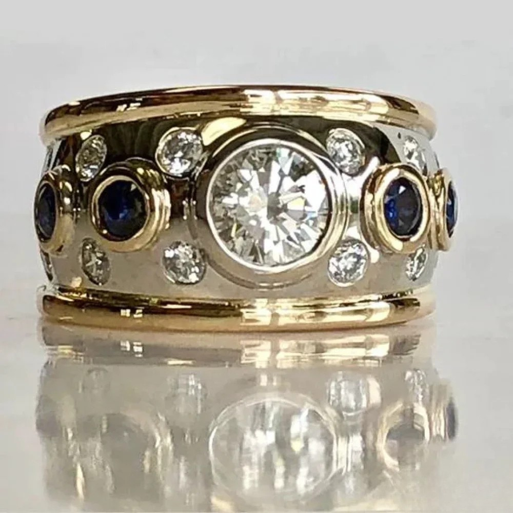 Bague en Zirconium Doré Rétro