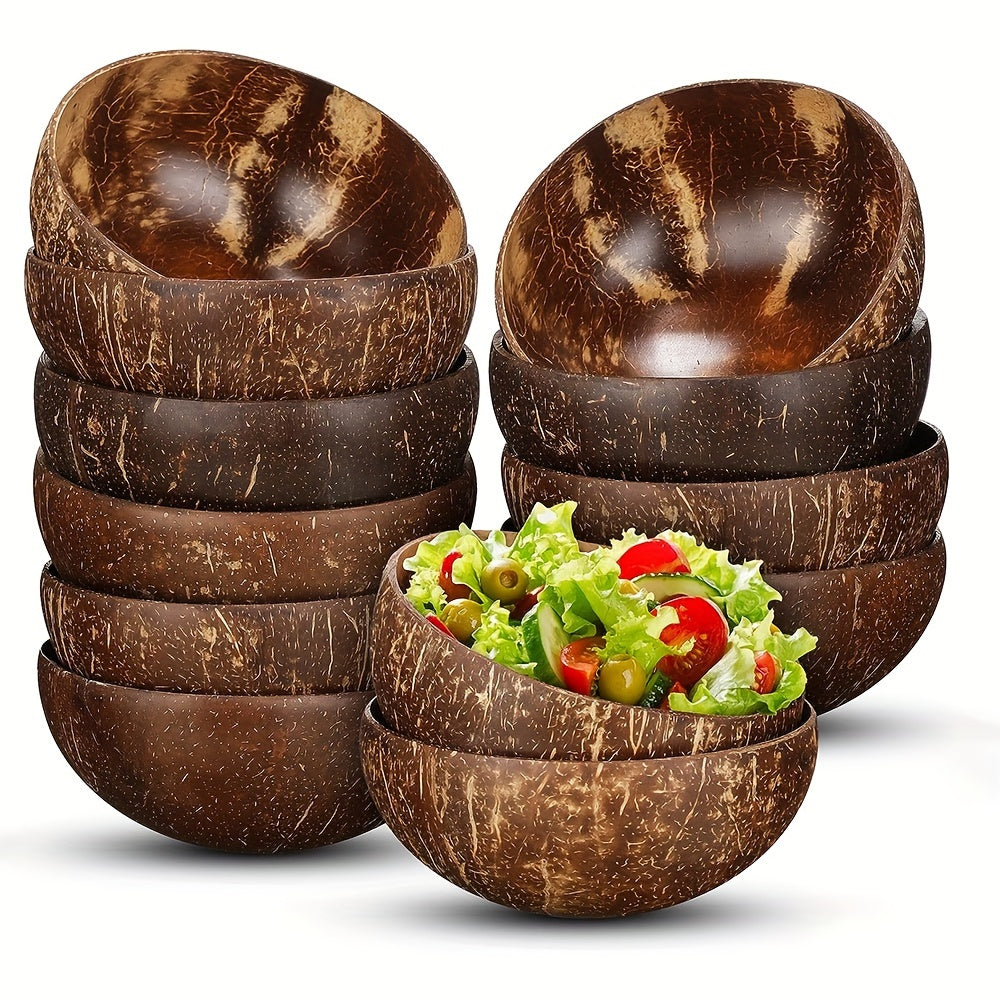 EcoBowls Ensemble de 3 bols en noix de coco – Ensemble de bols de service en bois inspiré de la botanique et durable