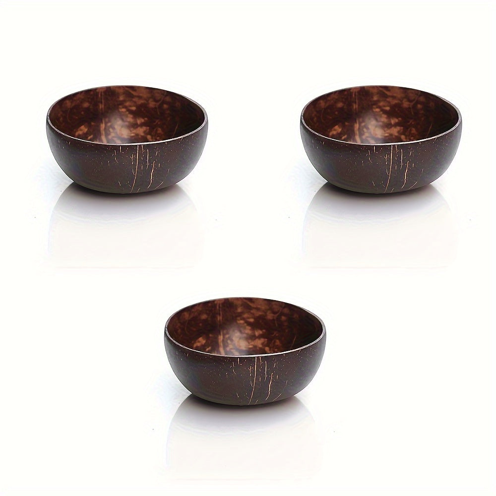 EcoBowls Ensemble de 3 bols en noix de coco – Ensemble de bols de service en bois inspiré de la botanique et durable