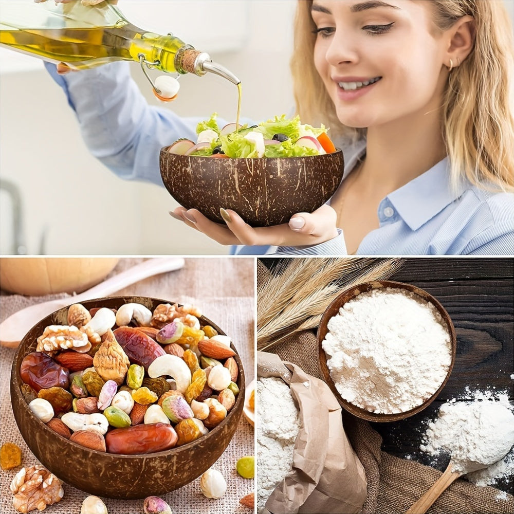 EcoBowls Ensemble de 3 bols en noix de coco – Ensemble de bols de service en bois inspiré de la botanique et durable