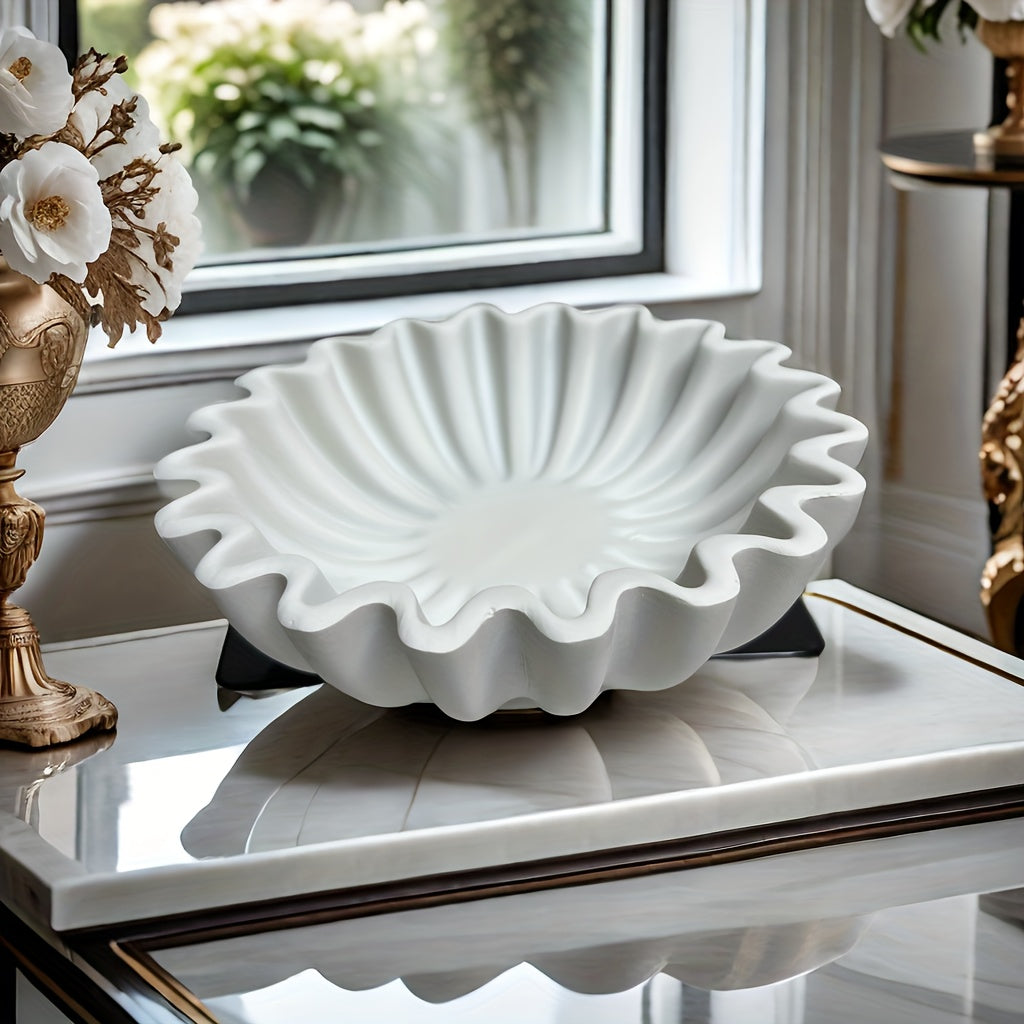 Bol ÉléganceBowl en résine – Bol décoratif de table au style classique avec design à rainures
