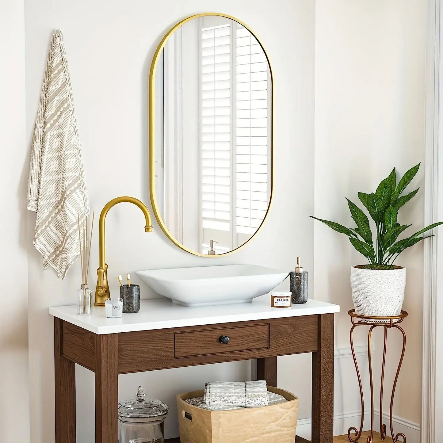 Miroir Ovale Élégant – Miroir Murale Moderne pour Salle de Bain, Chambre et Couloir