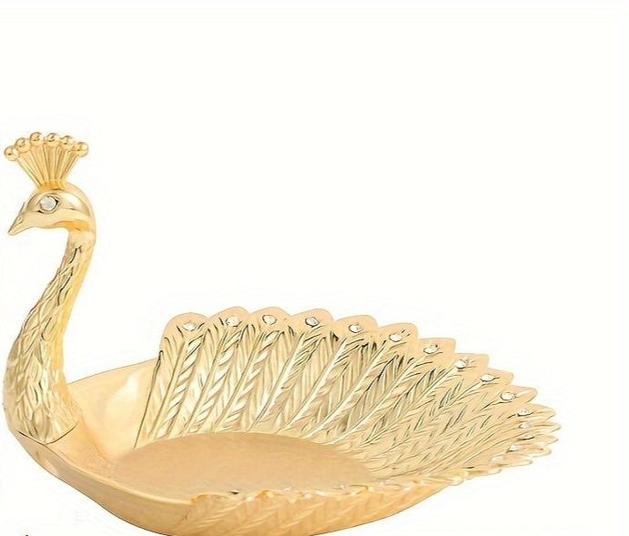Plateau à snacks élégant en forme de paon en métal – Parfait pour un design scandinave et moderne