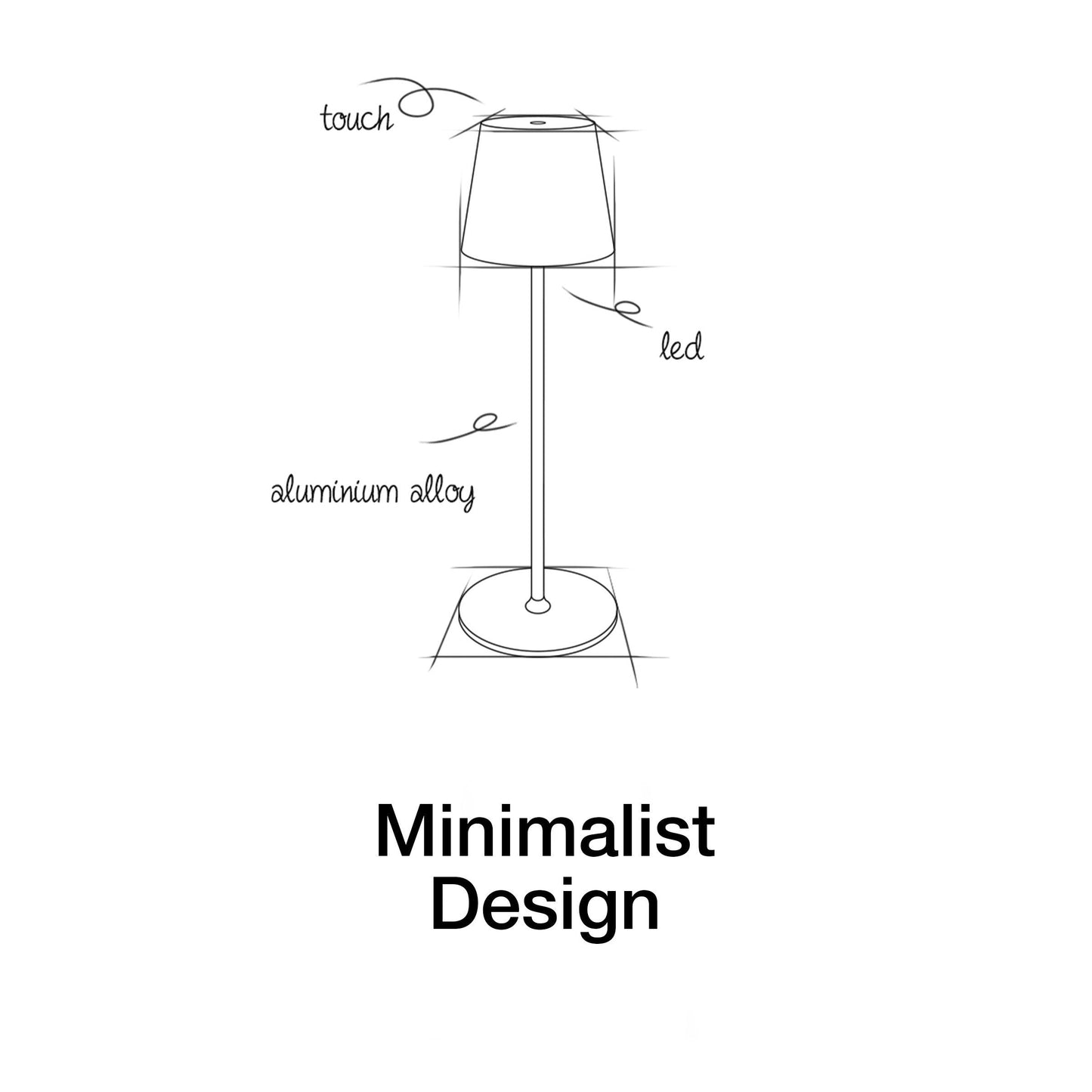 Lampe de table LED sans fil Felix – Contrôle tactile dimmable en continu avec batterie USB et design moderne