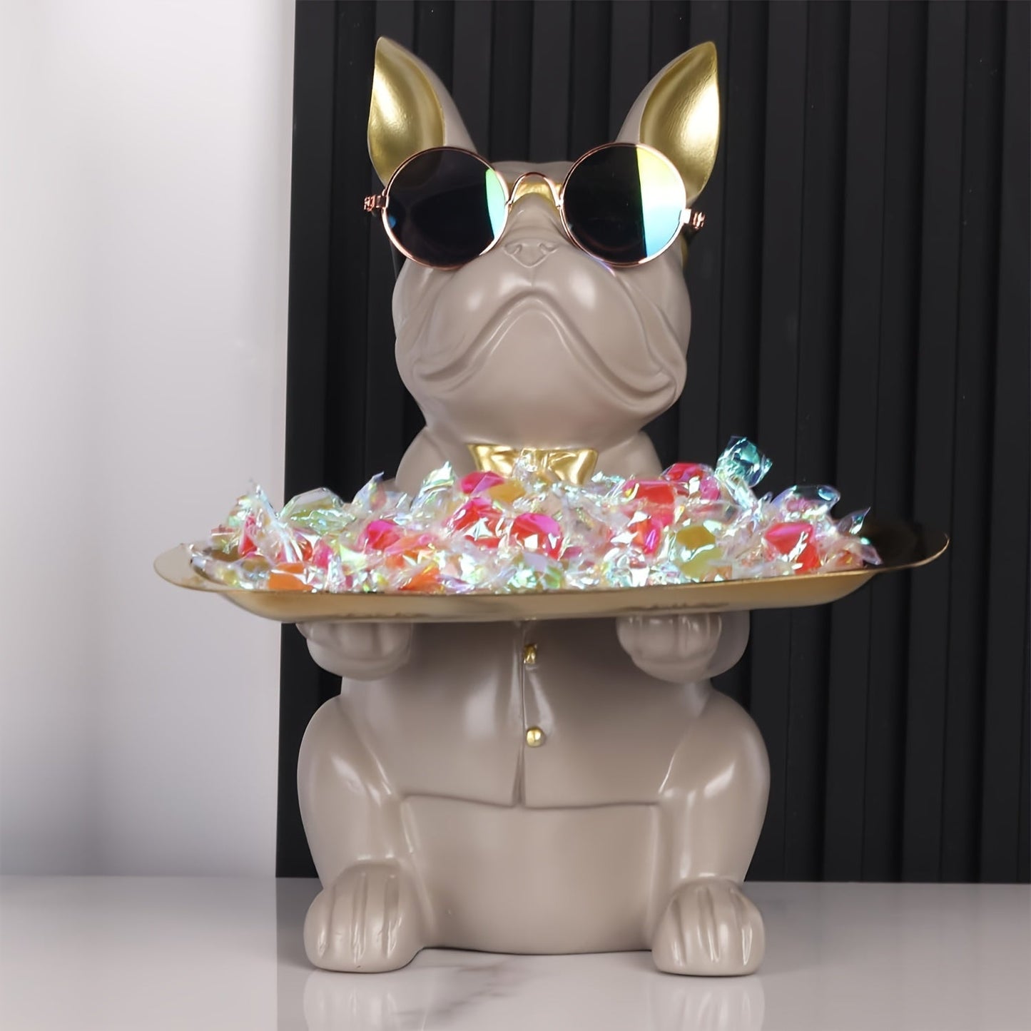 Statue de rangement Fenna Bulldog – Organisateur décoratif inspiré de l'Art Déco pour la maison