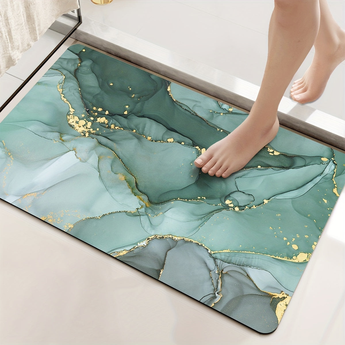 Tapis de bain antidérapant en marbre Fien – Confort luxueux et sécurité pour votre salle de bain