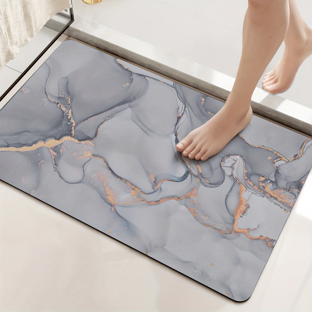 Tapis de bain antidérapant en marbre Fien – Confort luxueux et sécurité pour votre salle de bain