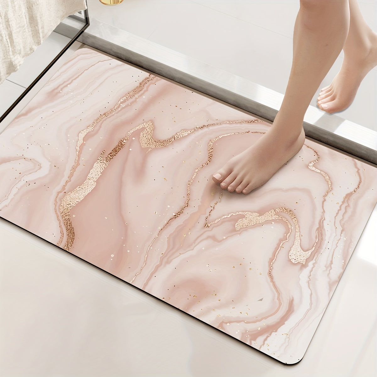 Tapis de bain antidérapant en marbre Fien – Confort luxueux et sécurité pour votre salle de bain