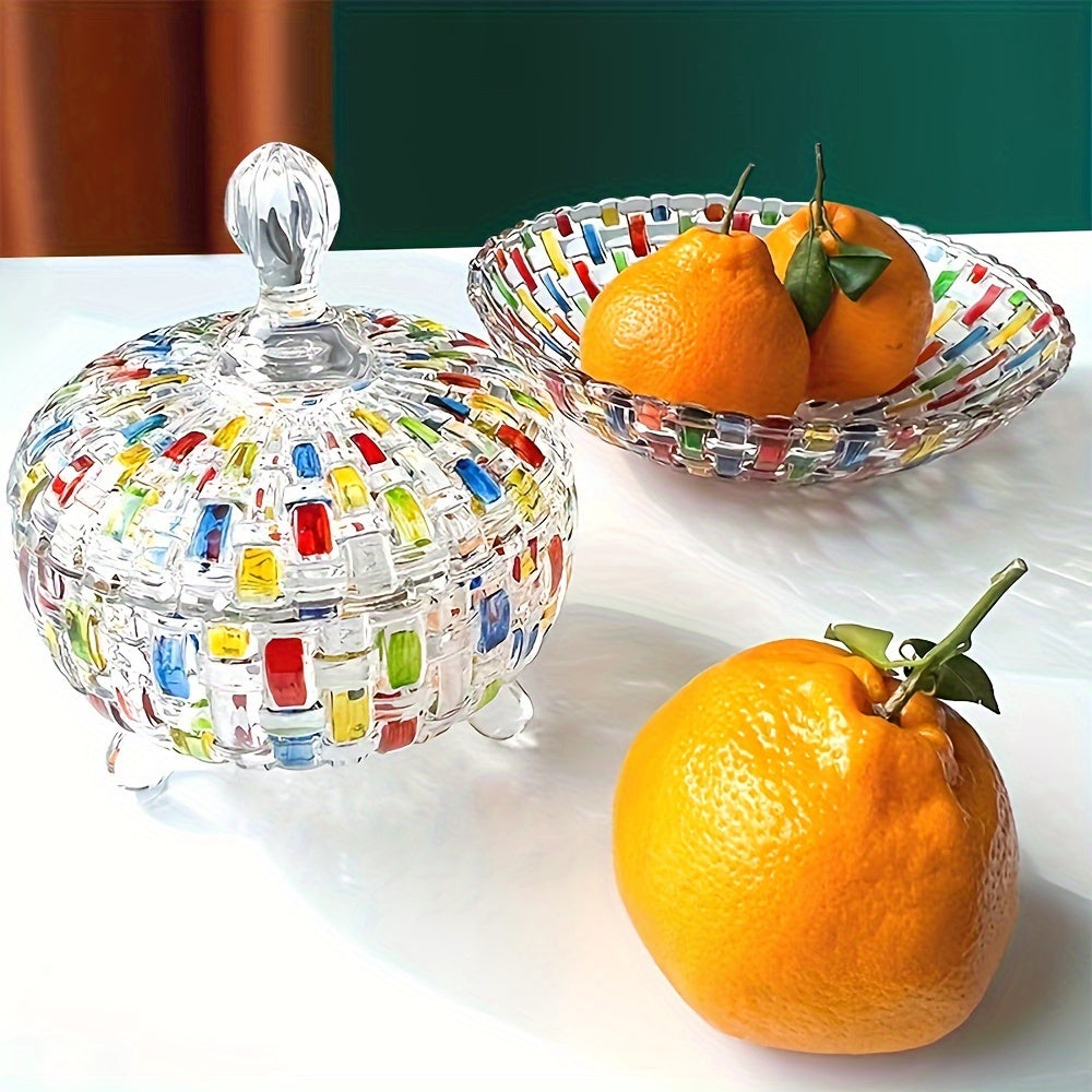 GlassArt Bol en verre peint à la main avec couvercle – Élégant élément décoratif pour la maison ou le bureau