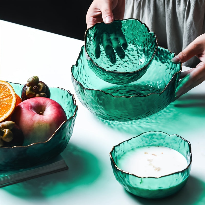 Ensemble de bols en verre GlassLuxe avec bord doré – Bols de service élégants et sans plomb pour salades, collations et desserts
