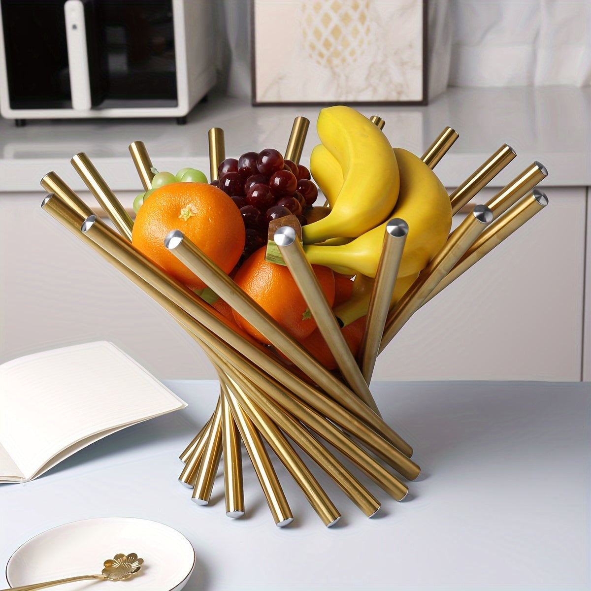GoldServe Bol Décoratif en Acier Inoxydable – Solution de Rangement Luxueuse en Or pour Table et Décor