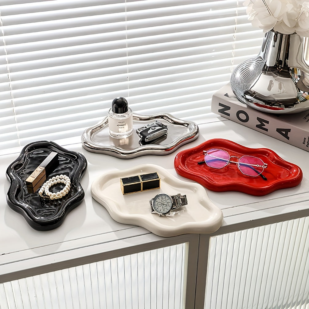 Grand bol en céramique en forme de nuage – Organisateur de bijoux élégant pour commodes