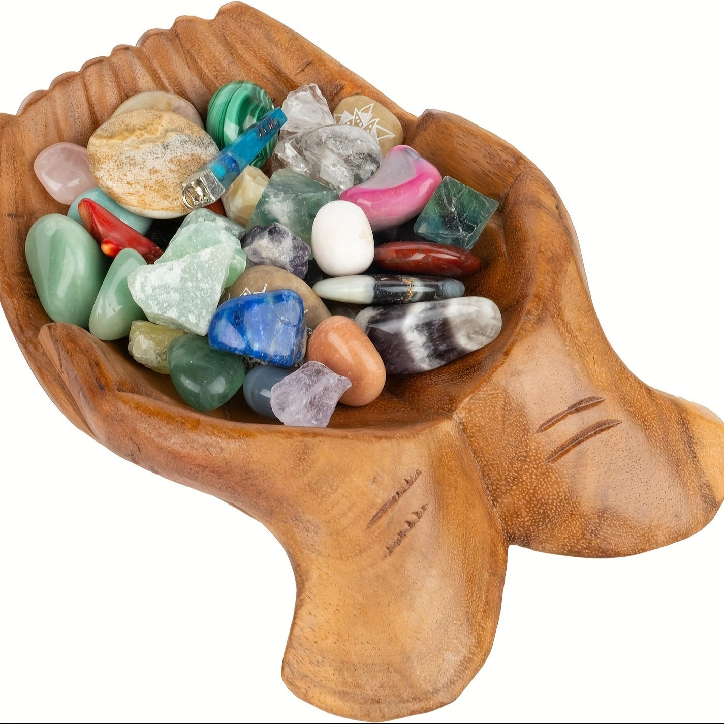 HandServe Bol en Bois – Bol Spirituel à Main pour Cristaux, Clés & Décoration